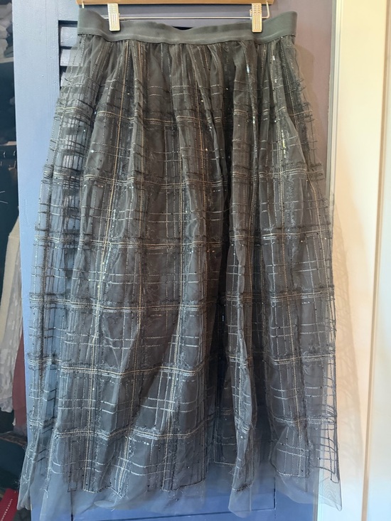 Brunello Cucinelli Dresses & Skirts - Bruno Cucinelli Women’s Sheer Plaid Midi Skirt - Gray
